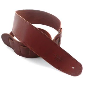DSL Leather 2.5" Guitar Strap Tan with Brown Stitching