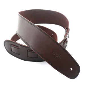 DSL Leather 2.5" Guitar Strap Brown with Black Stitching