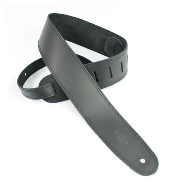 DSL Leather 2.5" Guitar Strap Black with Black Stitching