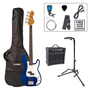 Encore E4 Bass Guitar Pack Candy Apple Blue