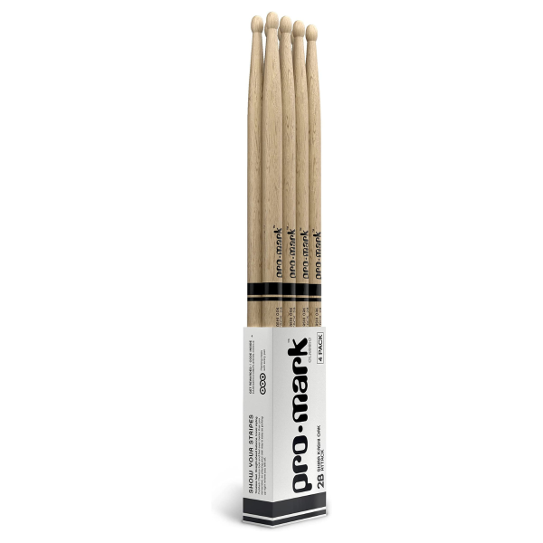 Promark Classic Attack 2B Shira Kashi Oak Drumsticks Oval Wood Tip 4 Pack