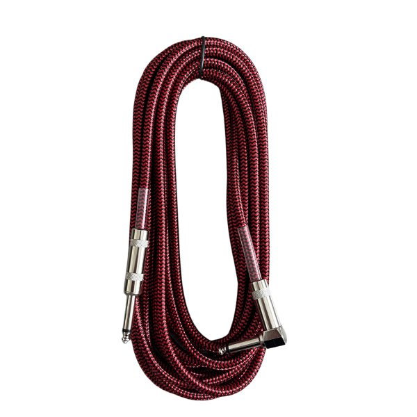 Trax Braided Guitar Cable 6 Metre Right Angled Red/Black