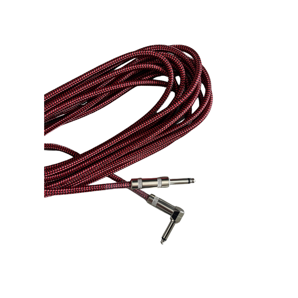 Trax Braided Guitar Cable 6 Metre Right Angled Red/Black