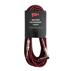 Trax Braided Guitar Cable 6 Metre Right Angled Red/Black