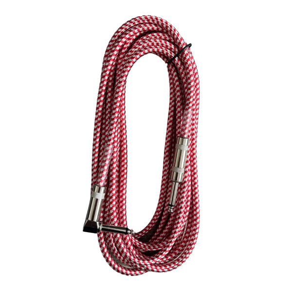 Trax Braided Guitar Cable 6 Metre Right Angled Red/White