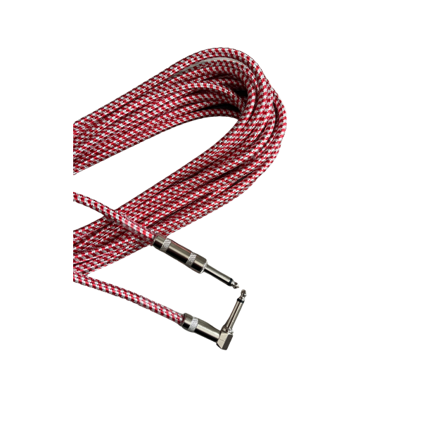 Trax Braided Guitar Cable 6 Metre Right Angled Red/White