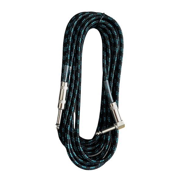 Trax Braided Guitar Cable 6 Metre Right Angled Black/Blue