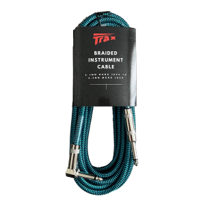 Trax Braided Guitar Cable 6 Metre Right Angled Neon Blue