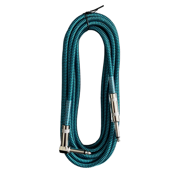 Trax Braided Guitar Cable 6 Metre Right Angled Neon Blue