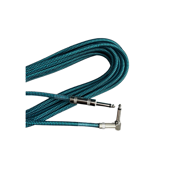 Trax Braided Guitar Cable 6 Metre Right Angled Neon Blue