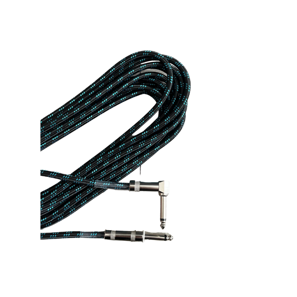 Trax Braided Guitar Cable 6 Metre Right Angled Black/Blue