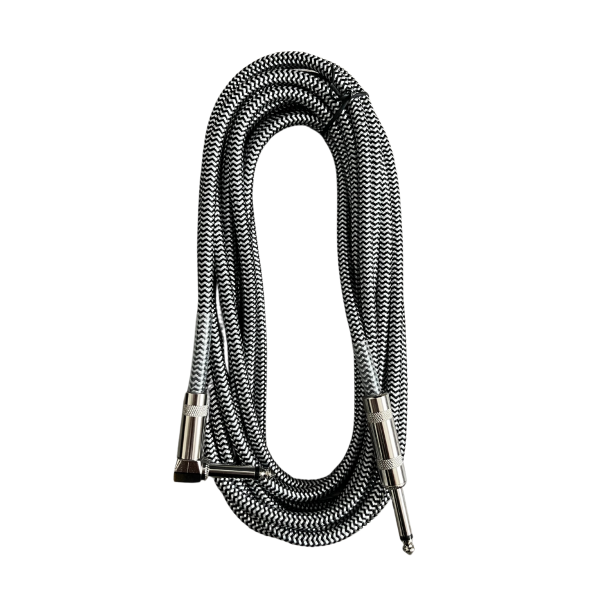 Trax Braided Guitar Cable 6 Metre Right Angled Grey/Black