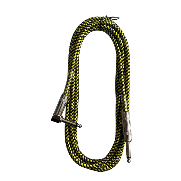 Trax Braided Guitar Cable 3 Metre Right Angled Yellow/Black
