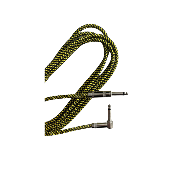 Trax Braided Guitar Cable 3 Metre Right Angled Yellow/Black