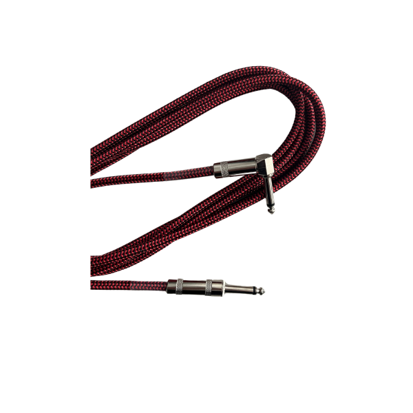 Trax Braided Guitar Cable 3 Metre Right Angled Red/Black