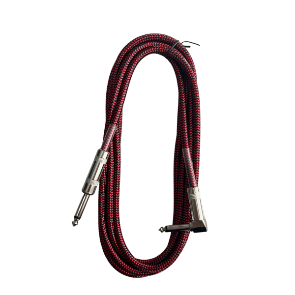 Trax Braided Guitar Cable 3 Metre Right Angled Red/Black