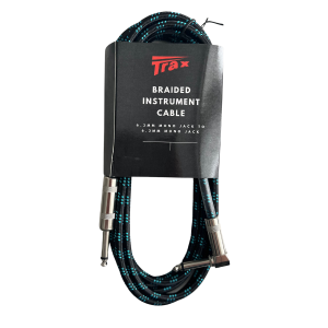 Trax Braided Guitar Cable 3 Metre Right Angled Black/Blue