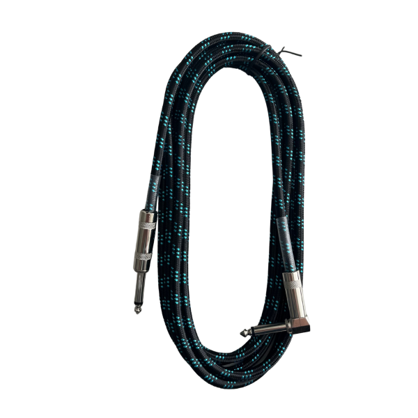 Trax Braided Guitar Cable 3 Metre Right Angled Black/Blue