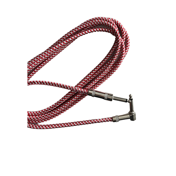 Trax Braided Guitar Cable 3 Metre Right Angled Red/White