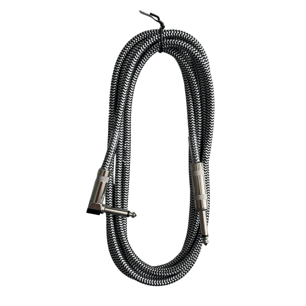 Trax Braided Guitar Cable 3 Metre Right Angled Grey/Black