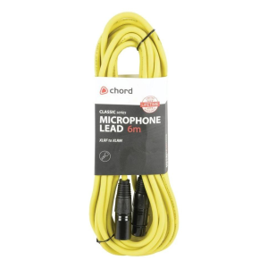 Chord Microphone Lead XLR Female to XLR Male 6 Metre Yellow