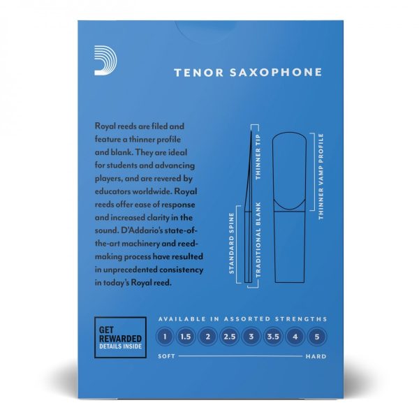 Royal Tenor Saxophone Reeds Strength 5 10 Pack