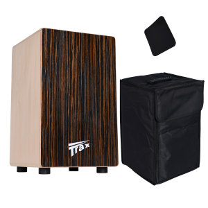 Trax Cajon Drum Ebony w/Bag & Pad