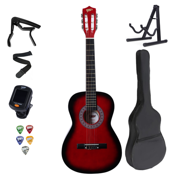 Trax 3/4 Size Classical Guitar Deluxe Pack Redburst