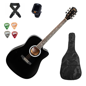 Trax MA41Q Dreadnought Acoustic Guitar Black Guitar Pack