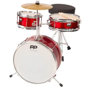 PP Drums PP101RD Junior 3 Piece Drum Kit Metallic Red