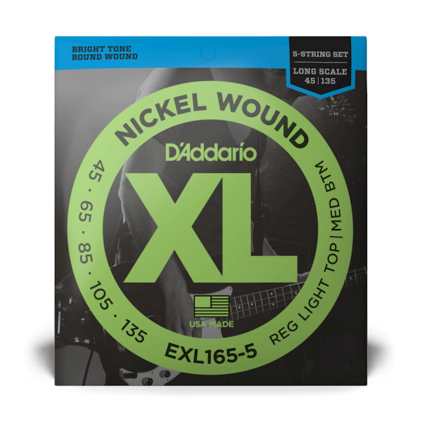 Daddario EXL165-5 5 String Bass Guitar Strings Hybrid 45-135