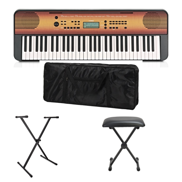 Yamaha PSR E360 Portable Keyboard Maple Deluxe Bundle