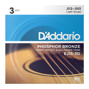 Daddario EJ11 80/20 Bronze Acoustic Guitar Strings Light 12-53 3 Pack