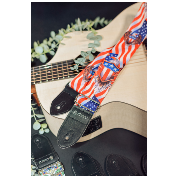 Chord Deluxe Printed Design Guitar Straps USA Eagle