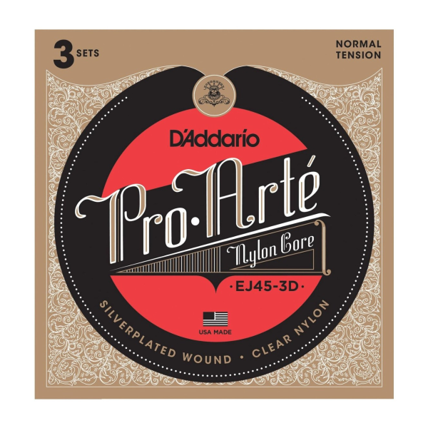 Daddario EJ45-3D Pro-Arte Normal Tension Classical Guitar Strings 3 Pack