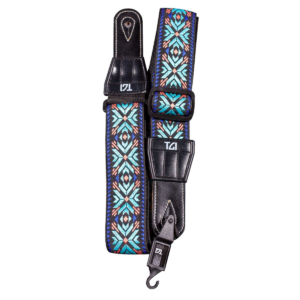 TGI TGS134B Guitar Strap Woven Cotton Maltese Cross Stitch Turquoise