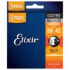 Elixir 16540 Nanoweb Electric Guitar Strings 3 Pack 9-42