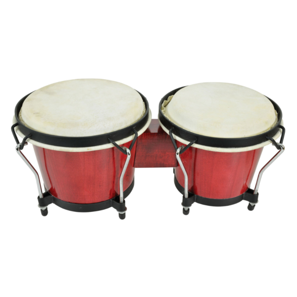 Trax BG01 6"& 7" Traditional Wooden Bongo Set Red