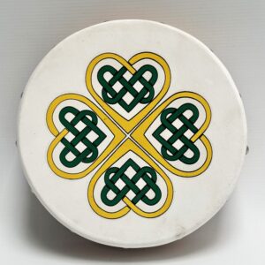 Koda Irish Bodhran 8″ with Beater Solid Wooden Frame & Crossbar Celtic Knot in Hearts