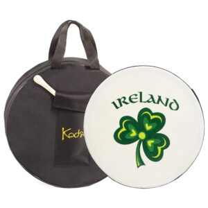 Koda Irish Bodhran 12″x3″ Solid Wooden Black Frame w/Bag & Beater Shamrock Ireland