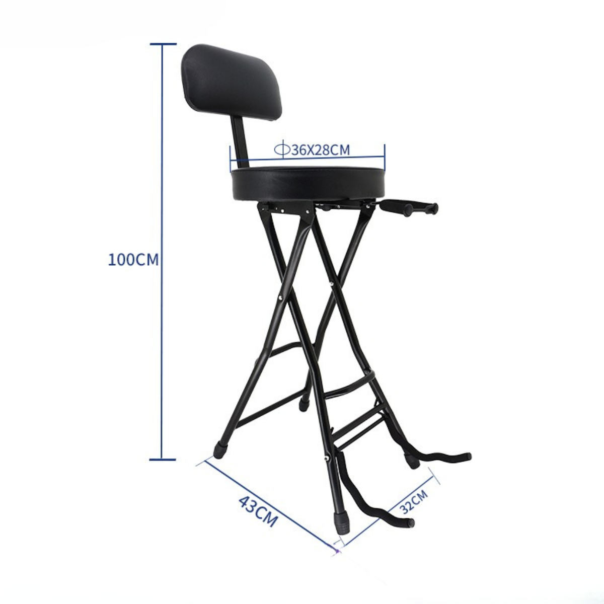 Trax Foldable Guitar Stool with Stand and Back Rest - Image 6