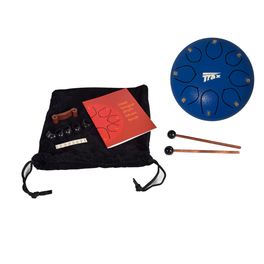 Trax Steel Tongue Drum 6 inch 8 Note Blue