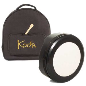 Koda Bodhran 16″x 5″ Deep Rim Hand Tuneable Solid Wooden Black Frame Bag & 4 Beaters