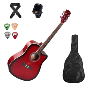 Trax MA41Q Dreadnought Acoustic Guitar Red Guitar Pack